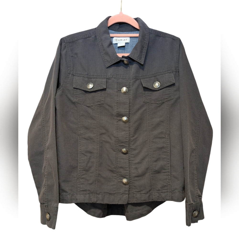 Ariat light weight shirt jacket sz S Greyish Green. Native American Coin…